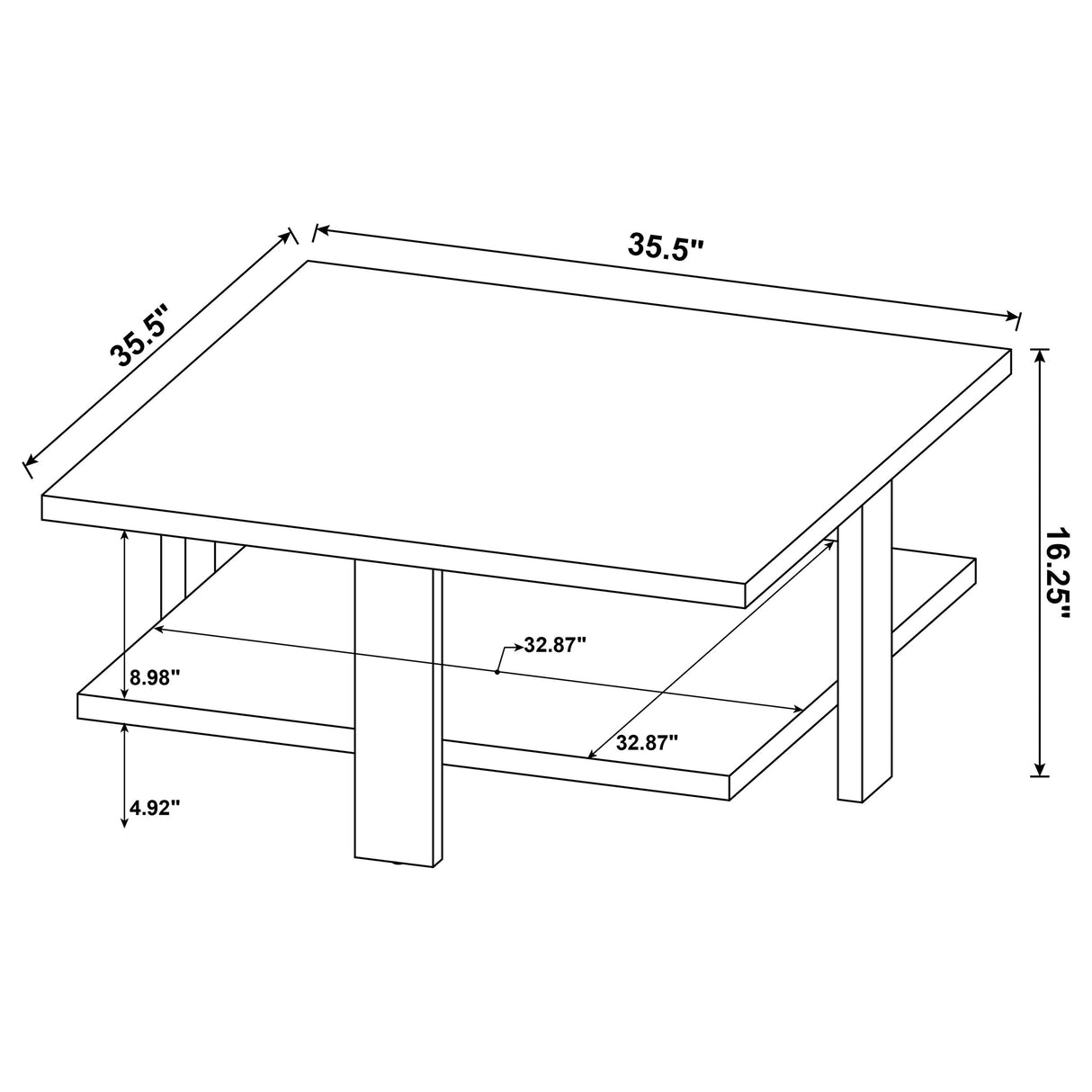Dawn Square Engineered Wood Coffee Table, Mango Brown