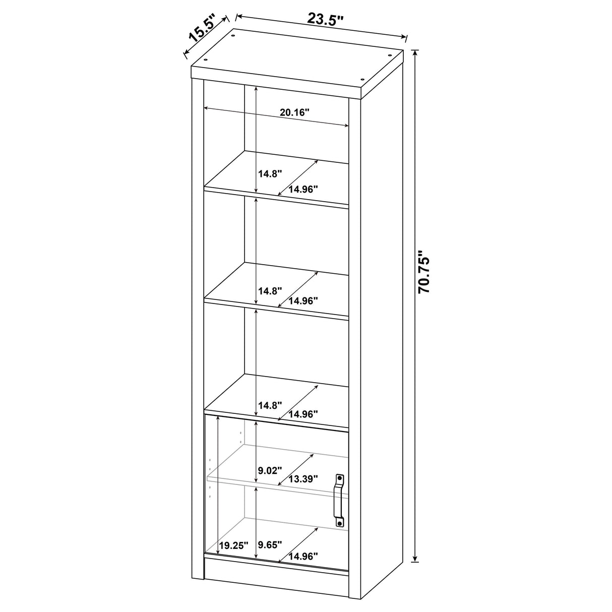 Burke 4-Shelf Media Tower in Grey Driftwood