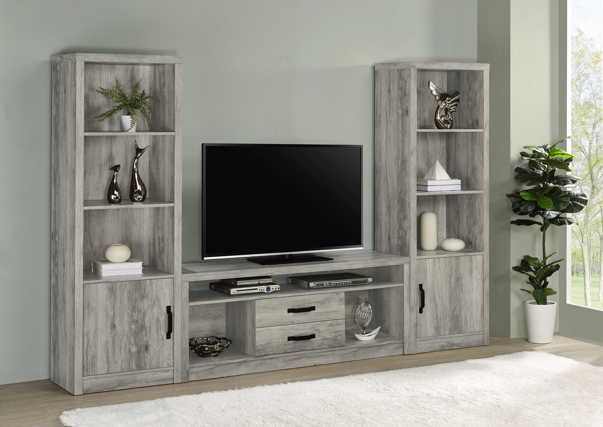 Burke 4-Shelf Media Tower in Grey Driftwood