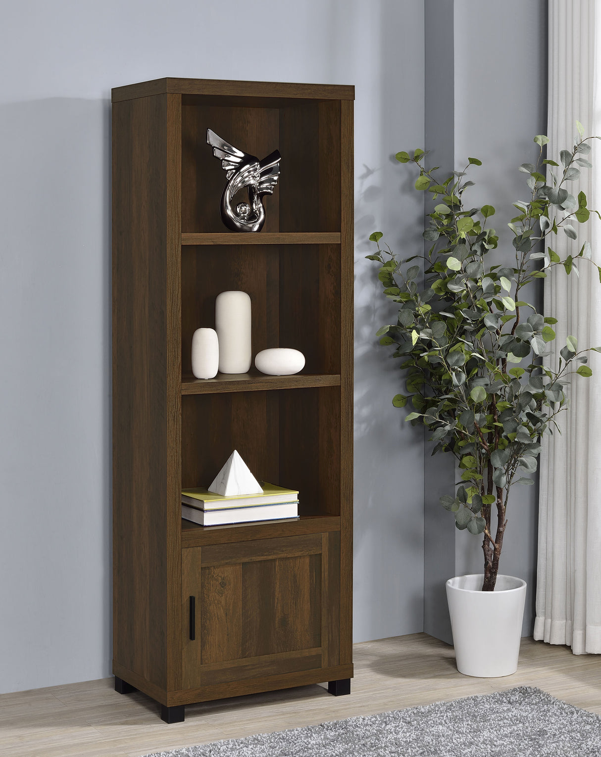 Sachin 3-Shelf Media Tower, Dark Pine