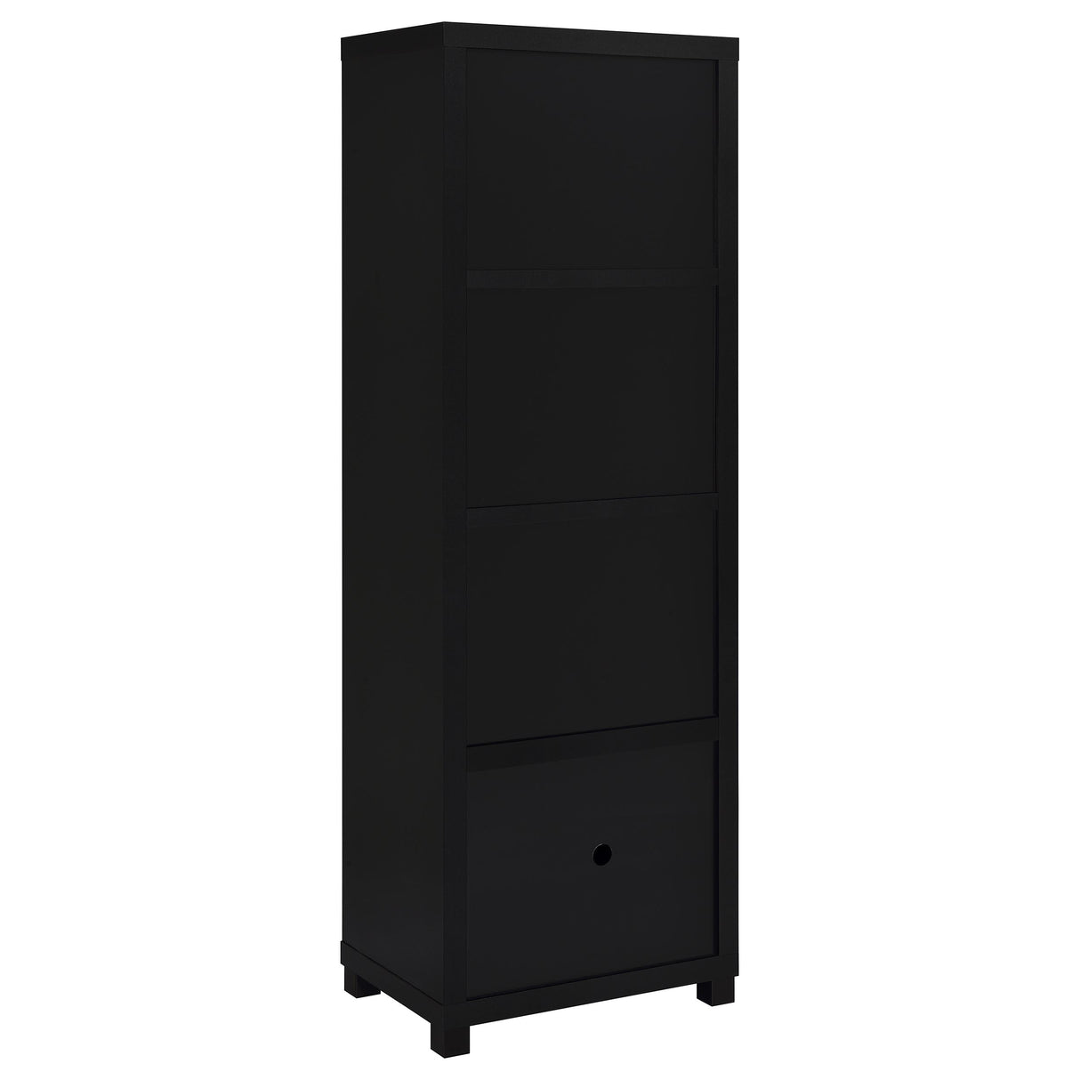 Jupiter 3-Shelf Black Media Tower with Cabinet