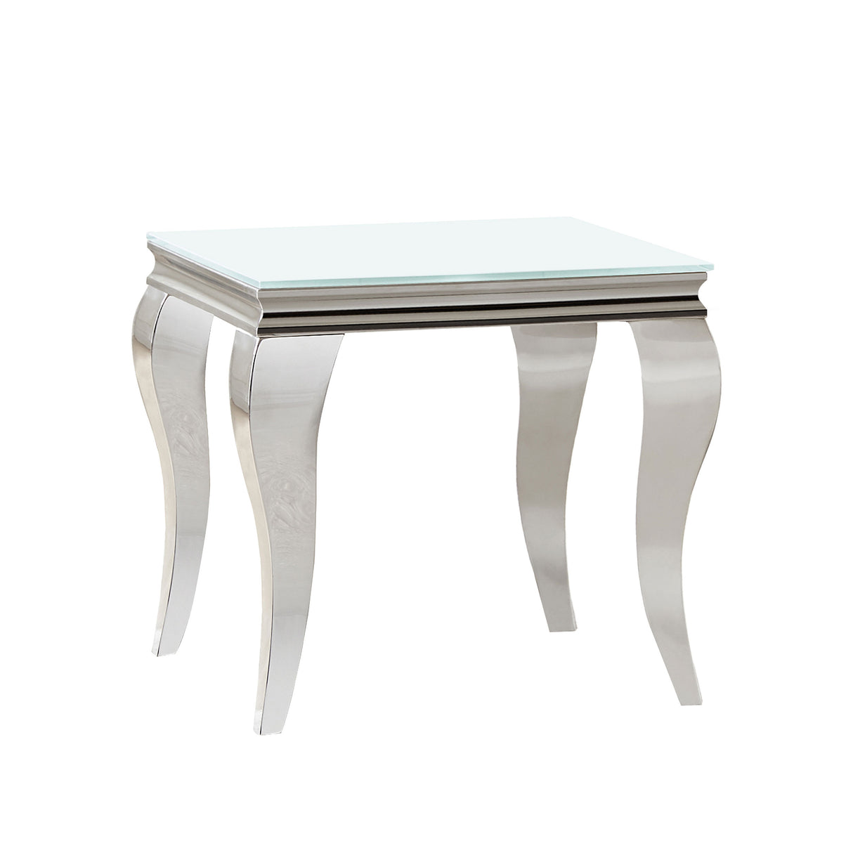 Carone Square Glass Top End Table White Chrome