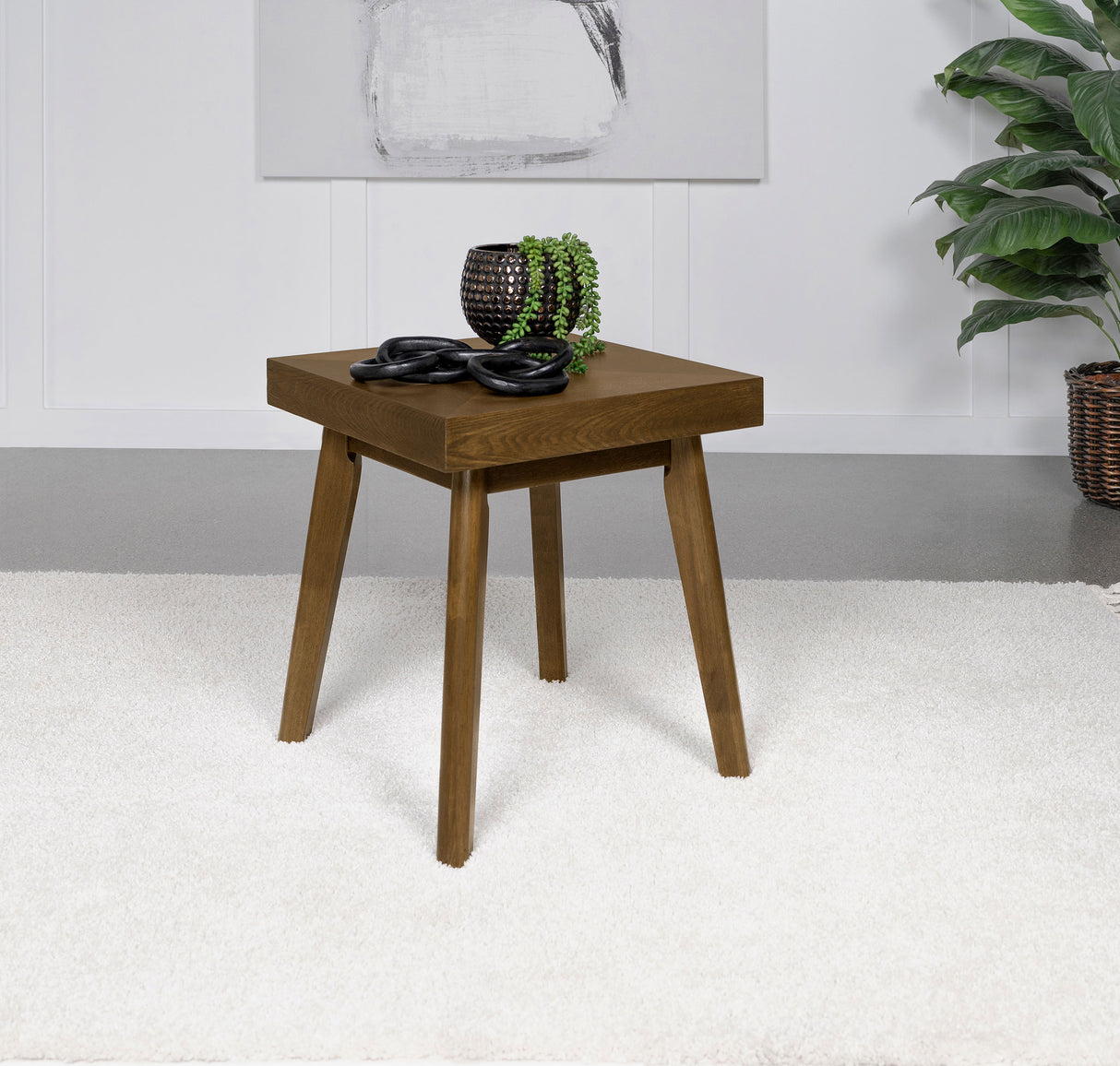Westerly Square Wood Side End Table in Walnut Brown