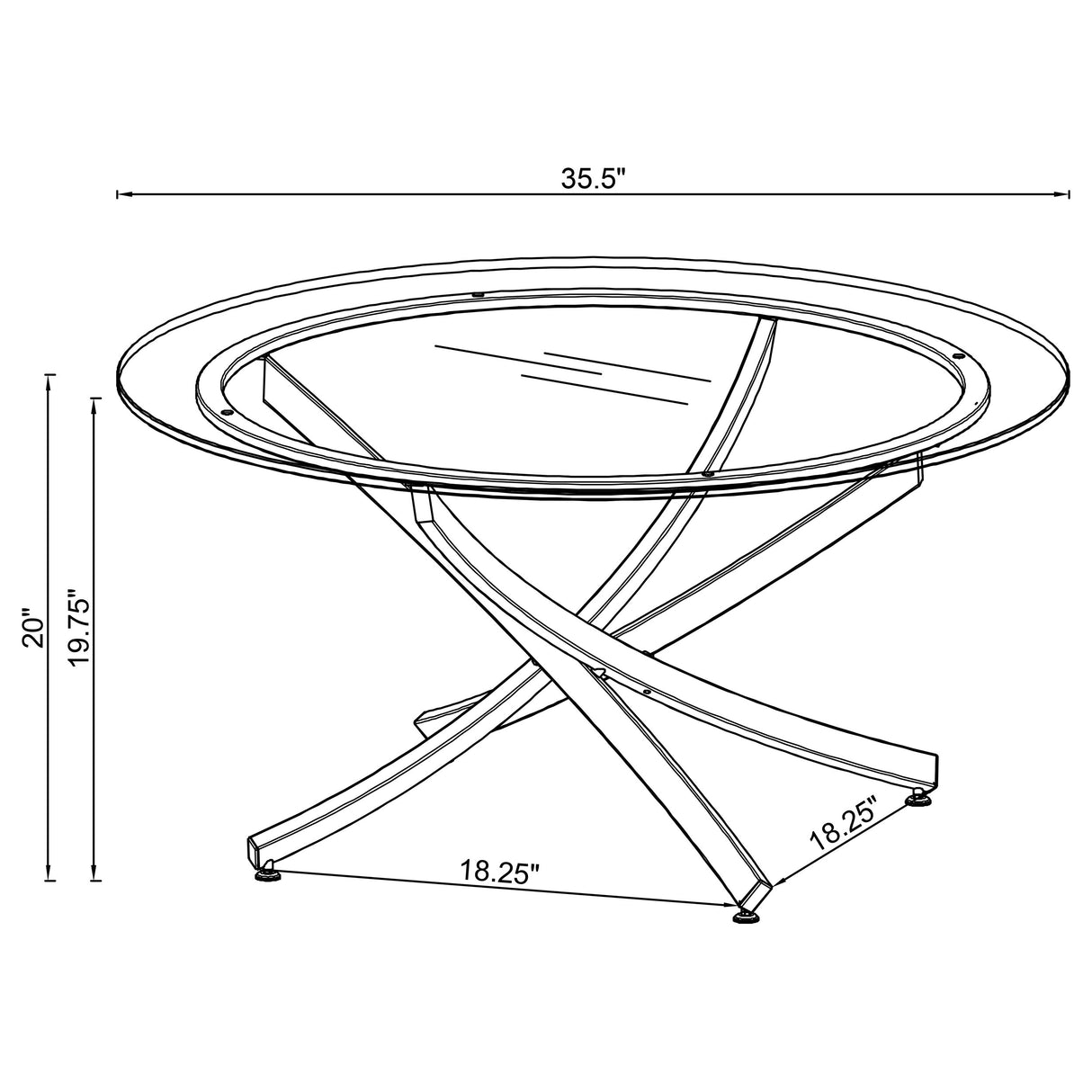 Brooke Round Glass Top Coffee Table with Rose Brass Base