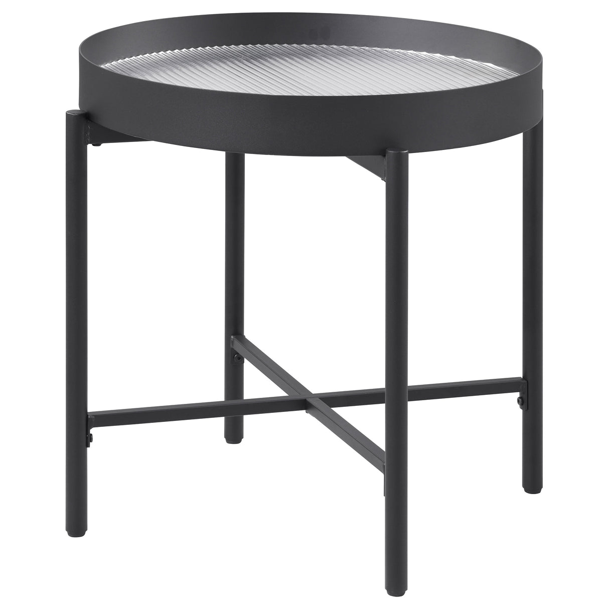Ozella Round End Table with Recessed Top Sandy Black