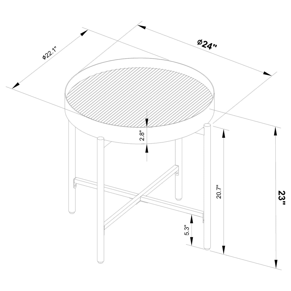 Ozella Round End Table with Recessed Top Sandy Black