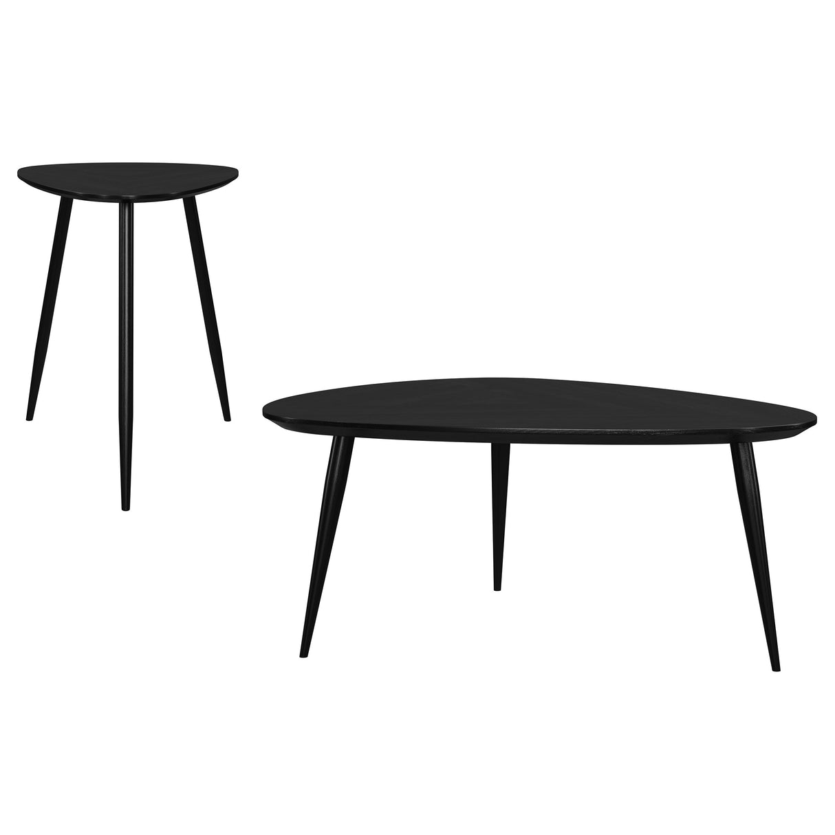 Odessa 2-Piece Triangular Black Mango Wood Coffee and End Table Set