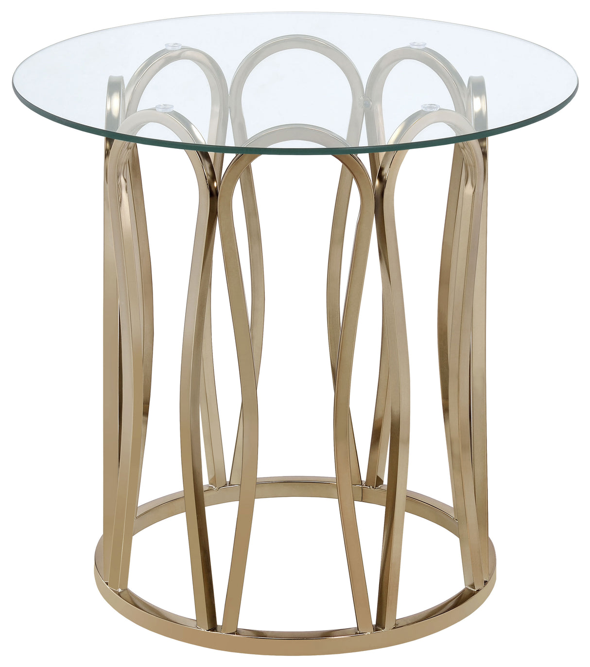 Monett Round Glass Top Side Table Chocolate Chrome