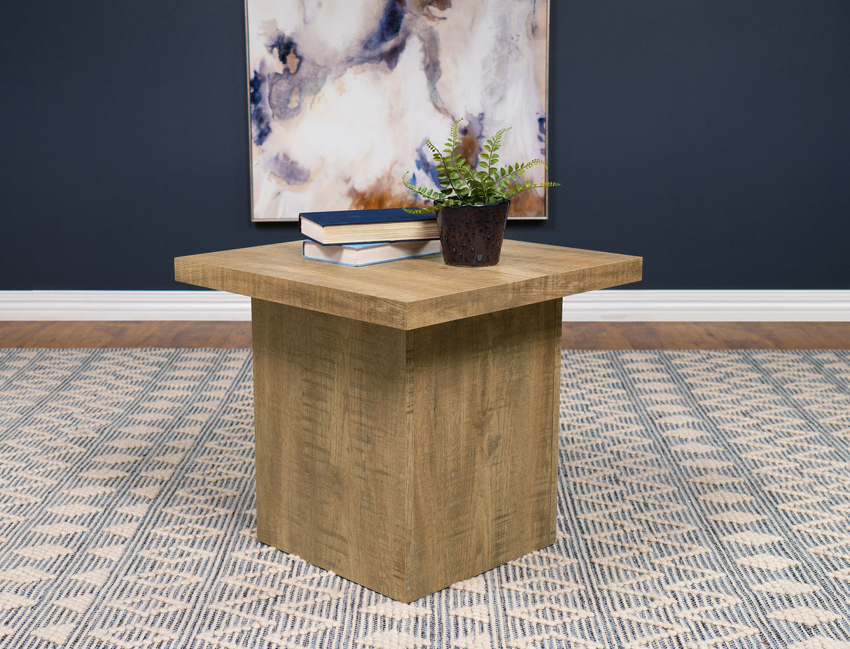 Devar Square Engineered Wood End Table, Mango Brown