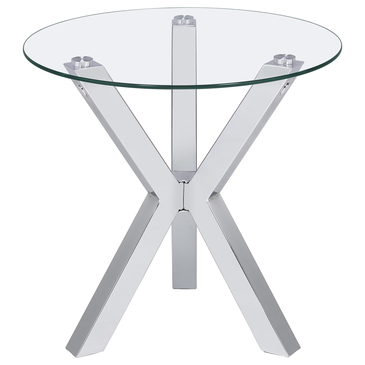 Kenzie Round Tempered Glass Top End Table Chrome
