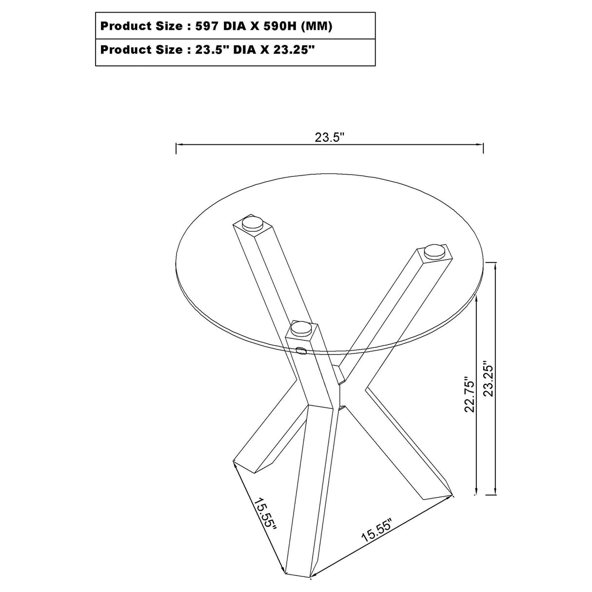Kenzie Round Tempered Glass Top End Table Chrome