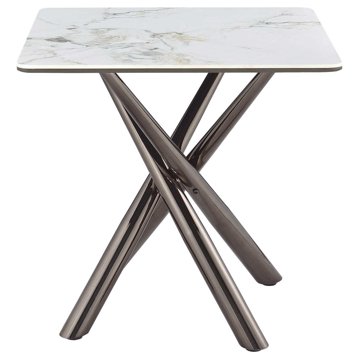 Carvell Square Sintered Stone End Table, Mirage White