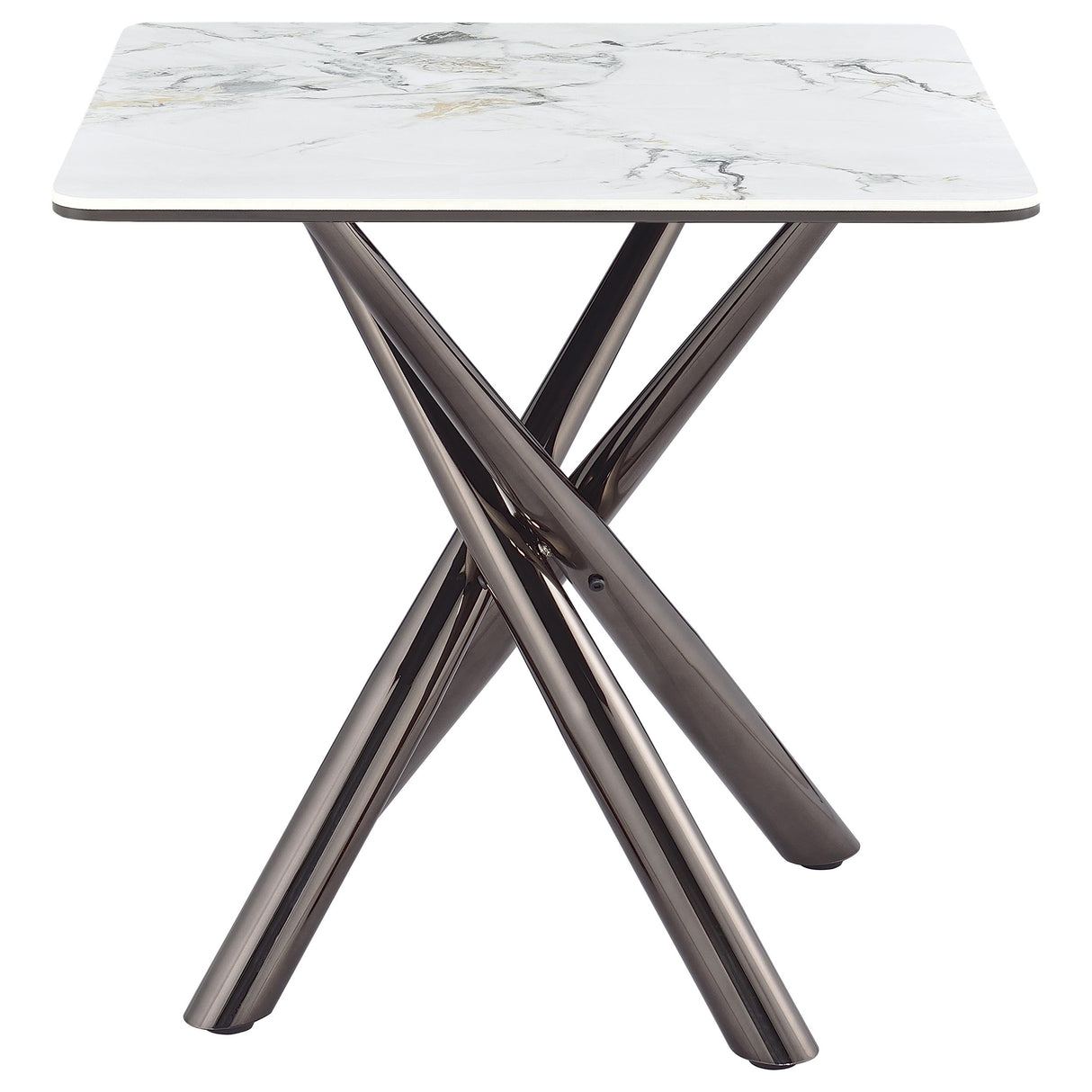 Carvell Square Sintered Stone End Table, Mirage White