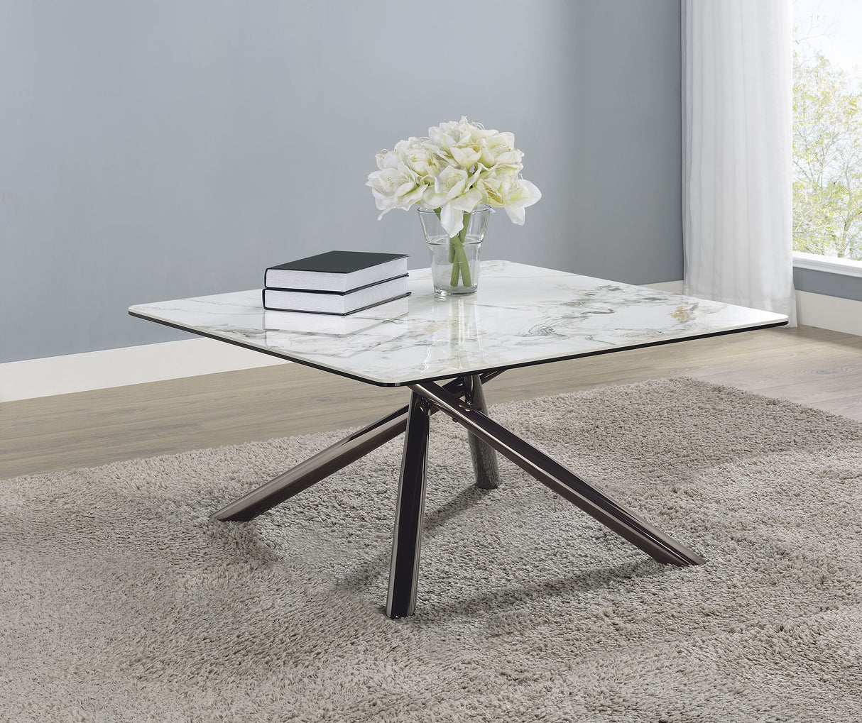 Carvell Square Sintered Stone Coffee Table Mirage White