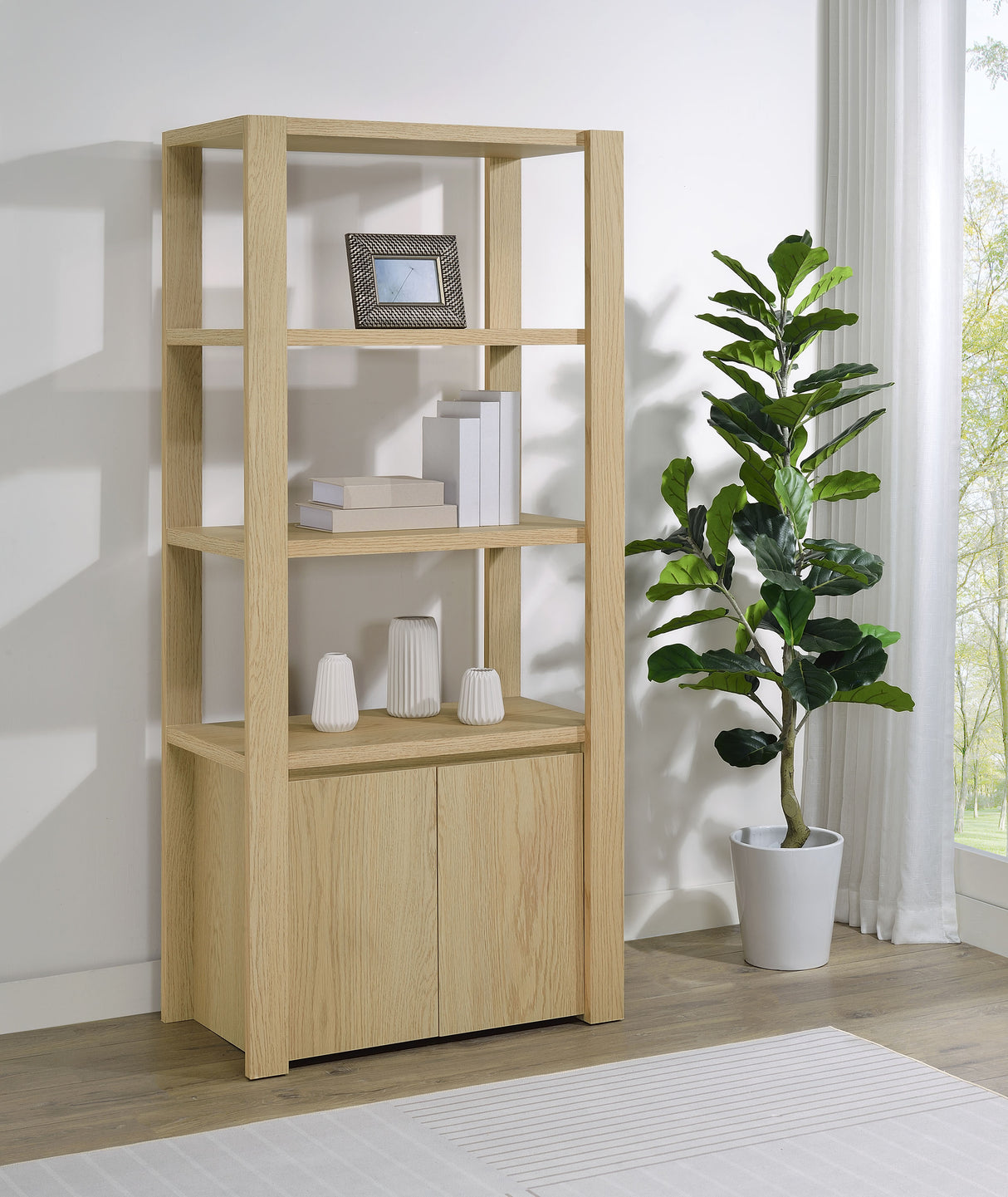Laurelton 3-Shelf Media Tower Light Oak