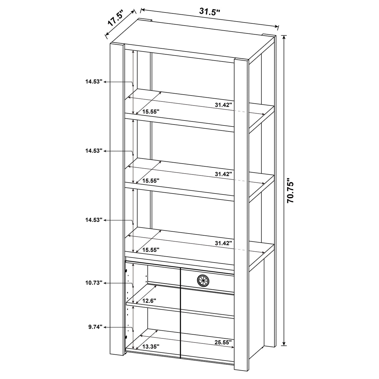 Laurelton 3-Shelf Media Tower Light Oak