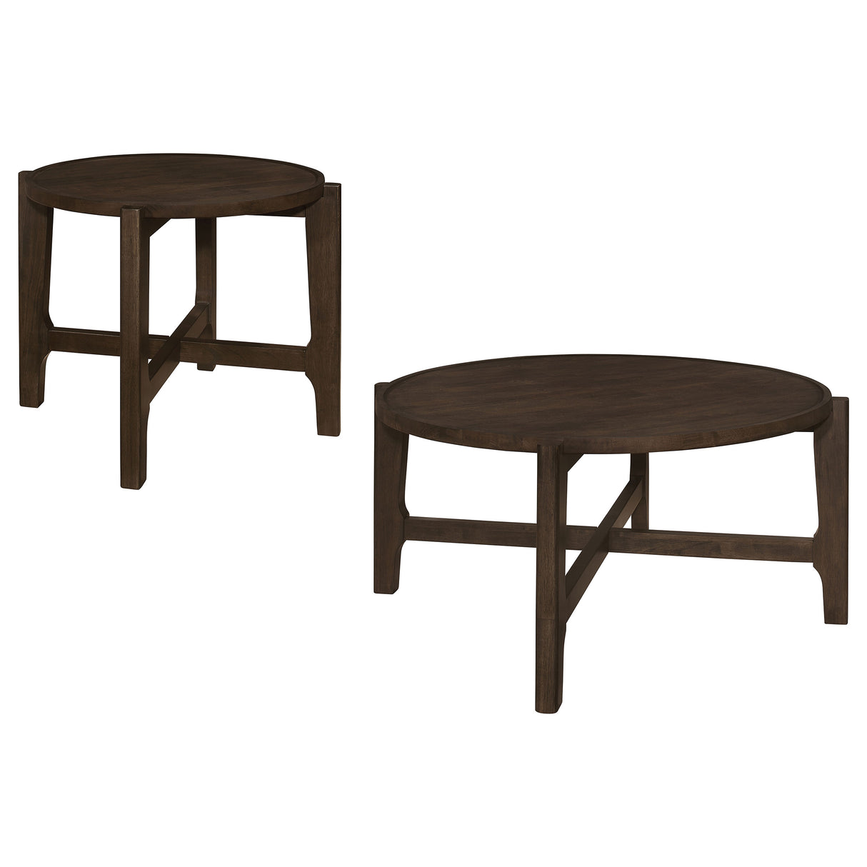 Cota 2-Piece Solid Wood Coffee and End Table Set Dark Brown