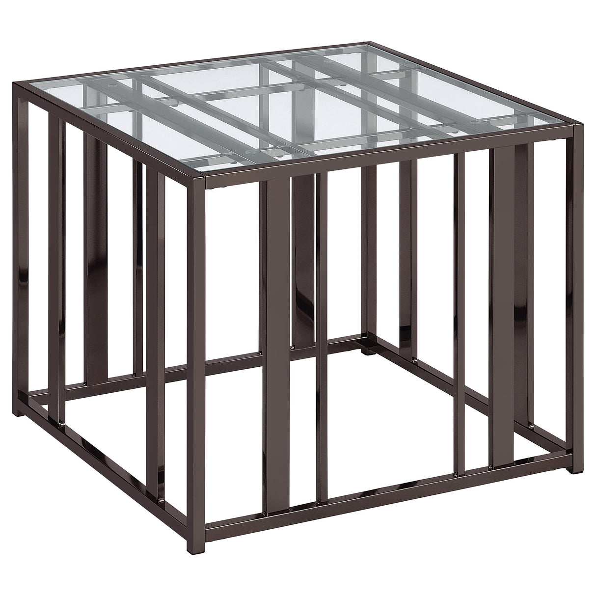 Adri Rectangular Glass Top Side Table Black Nickel