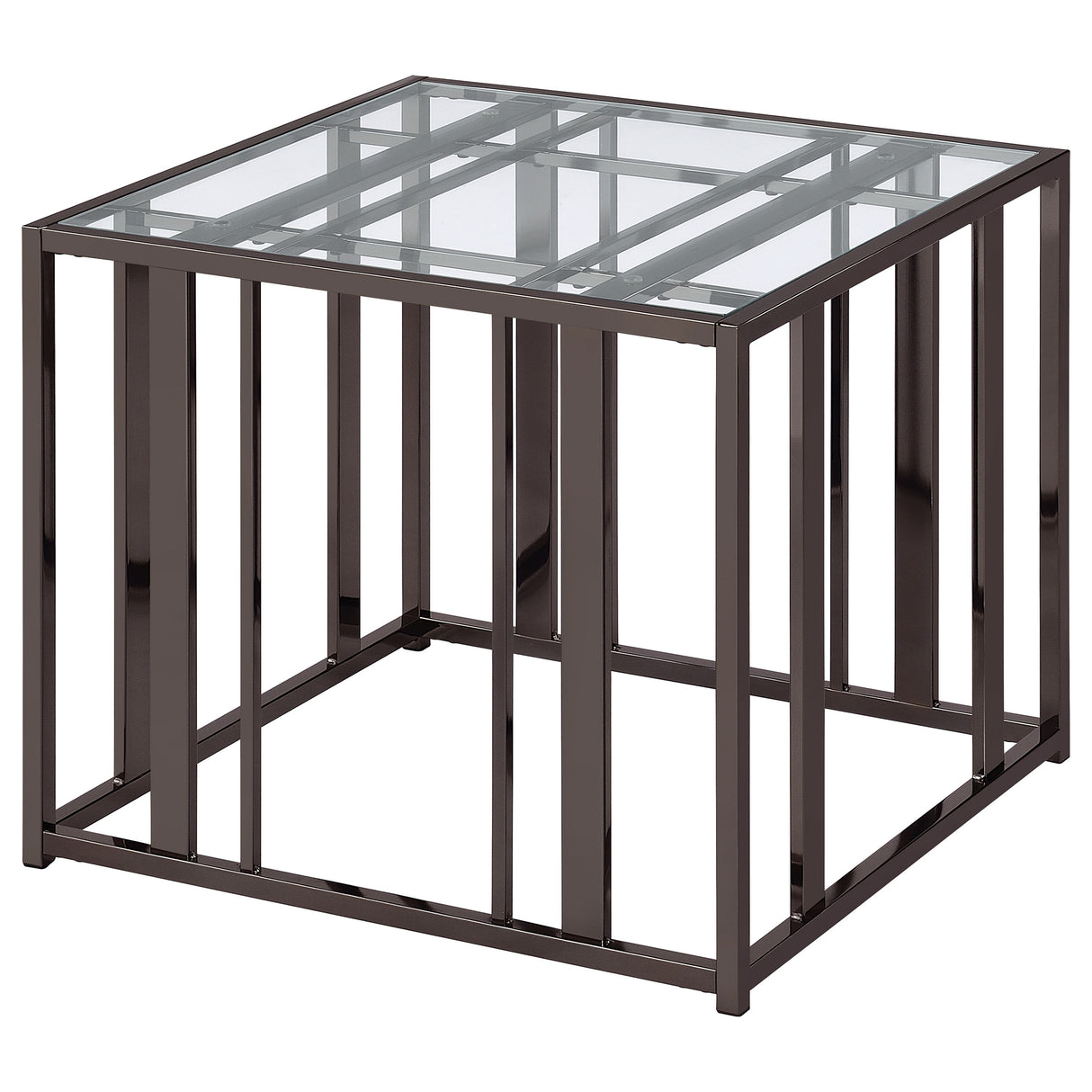 Adri Rectangular Glass Top Side Table Black Nickel