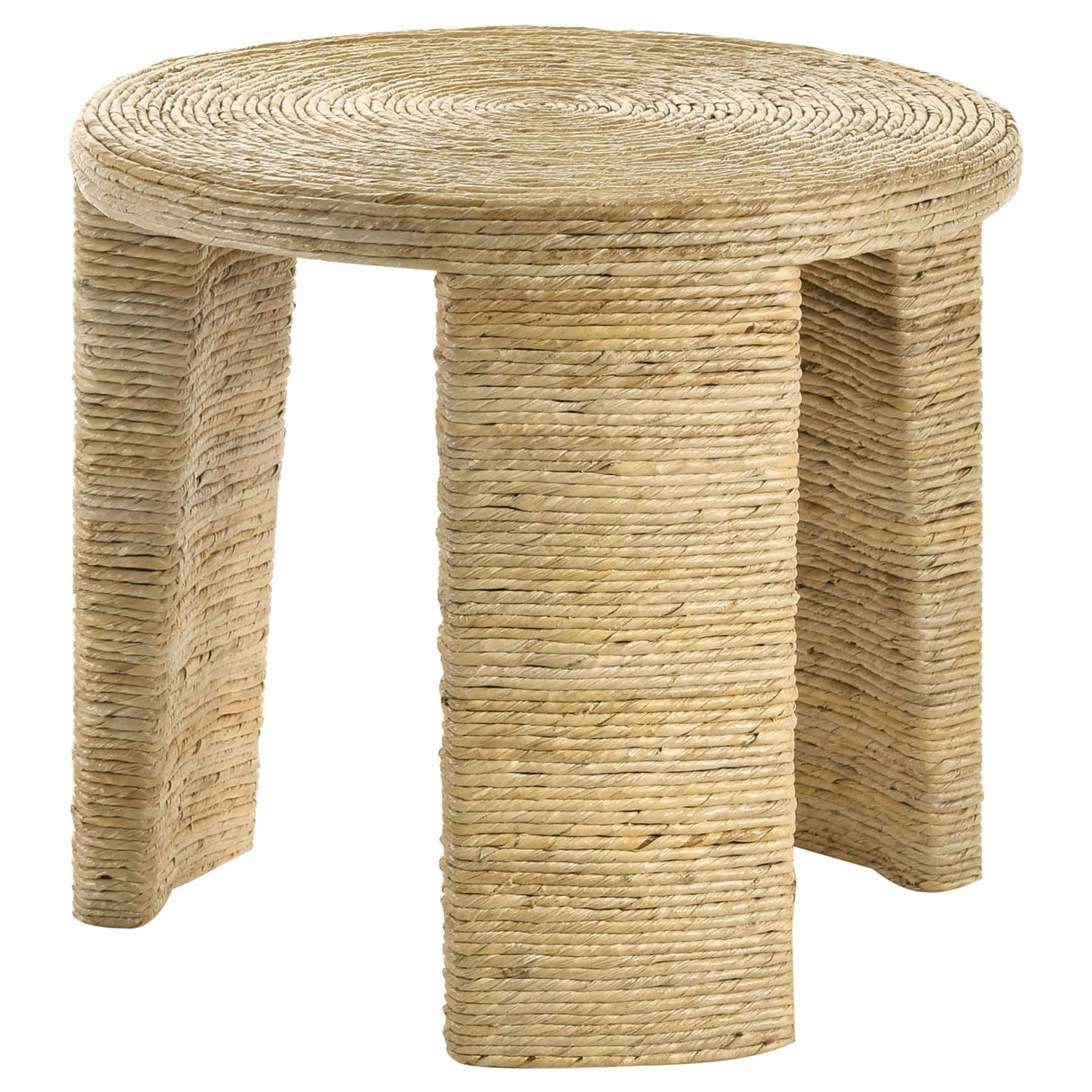 Artina Woven Rattan Round Side Table, Natural Brown