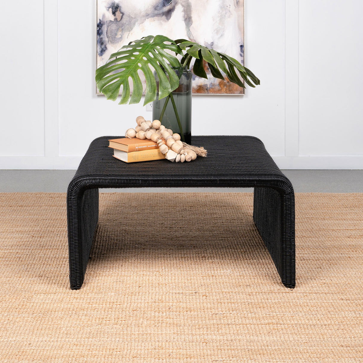 Cahya Woven Rattan Square Coffee Table in Black