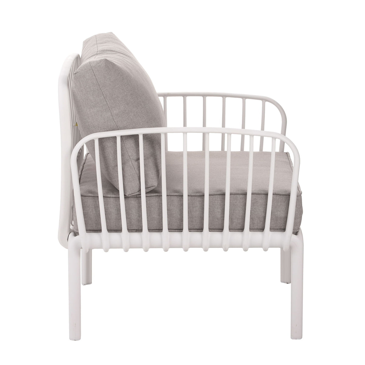 Outdoor Patio Club Chair, Modern Patio Furniture, Waterproof Thick Cushion Deep Seating For Porch, Balcony - White / Gray