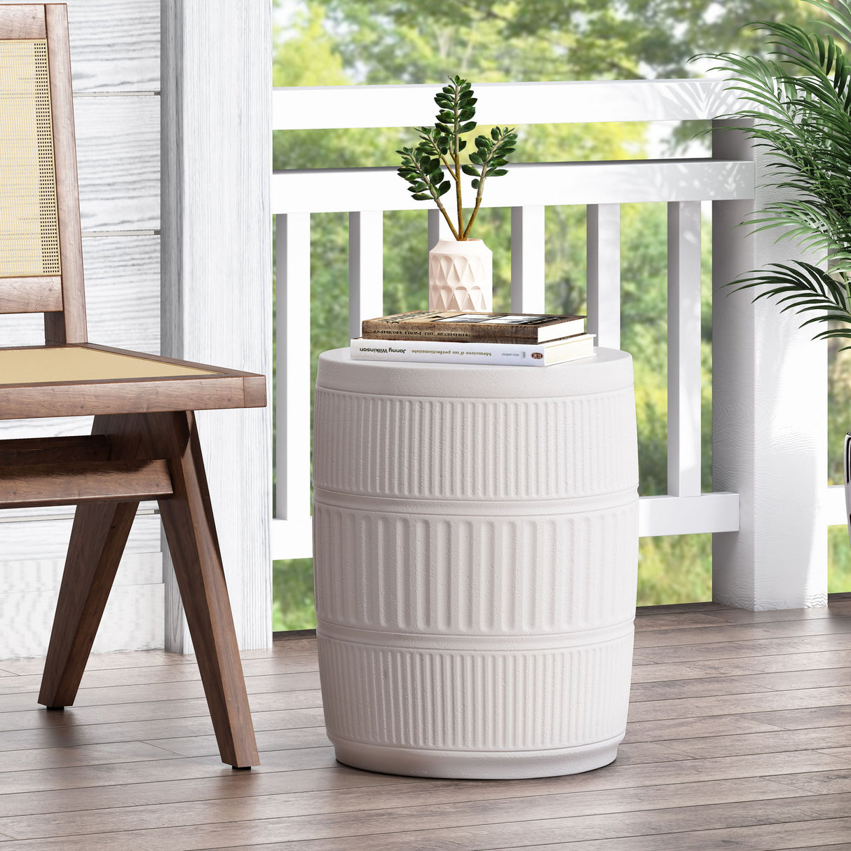 Outdoor Patio End Table - Antique White