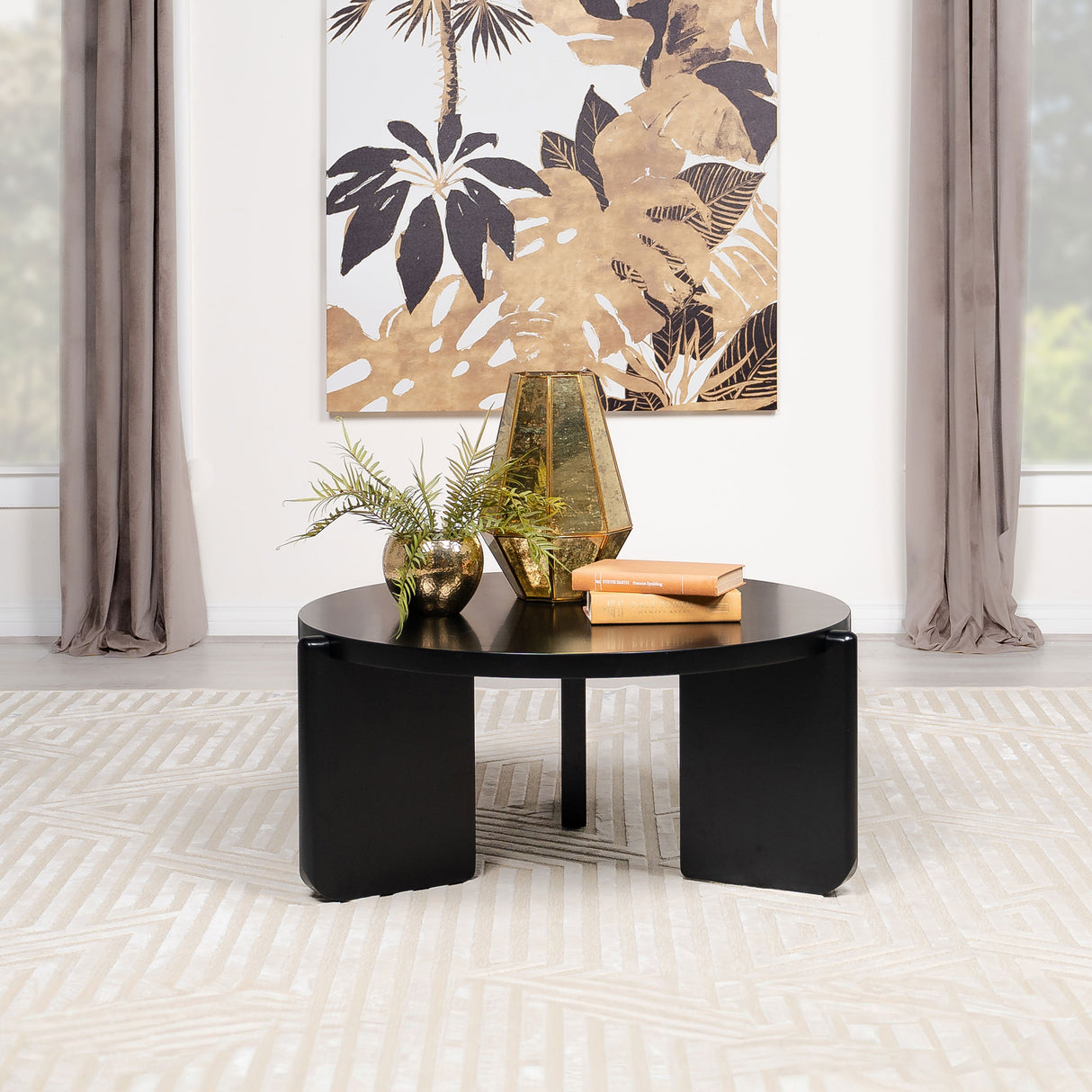 Cordova Round Solid Wood Coffee Table in Black