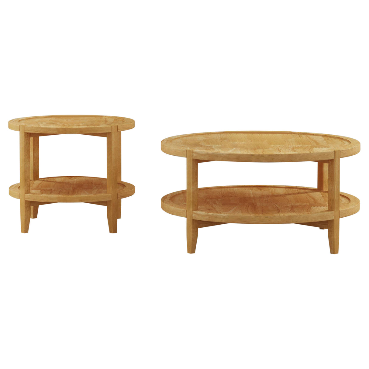 Camillo 2-Piece Round Coffee and End Table Set, Maple
