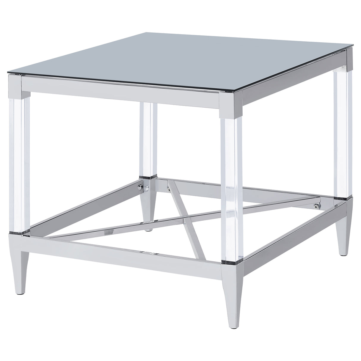 Lindley Square Mirrored End Table with Chrome Frame