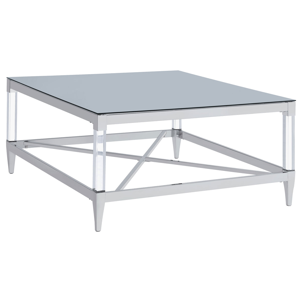 Lindley Square Tempered Mirror Coffee Table Chrome