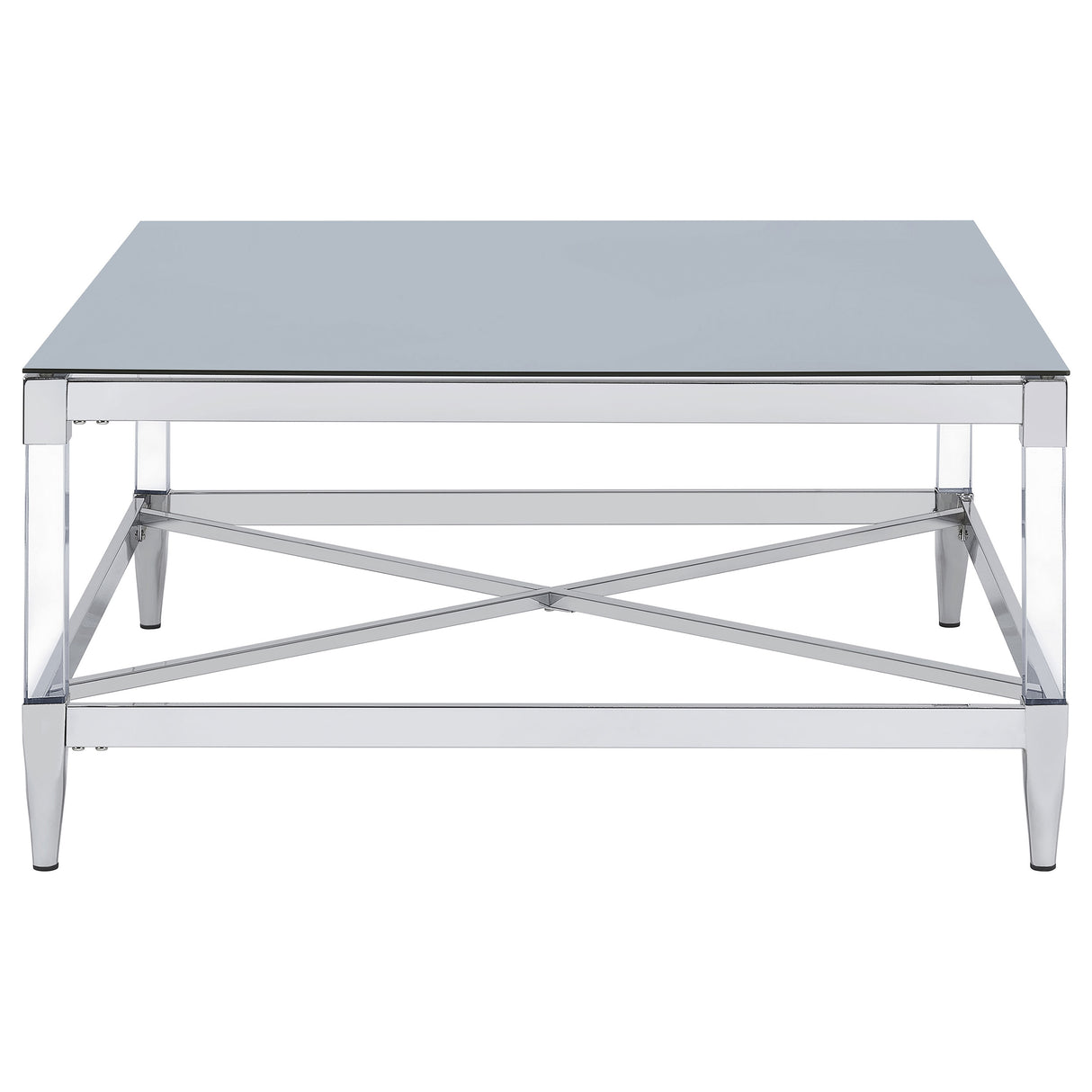 Lindley Square Tempered Mirror Coffee Table Chrome