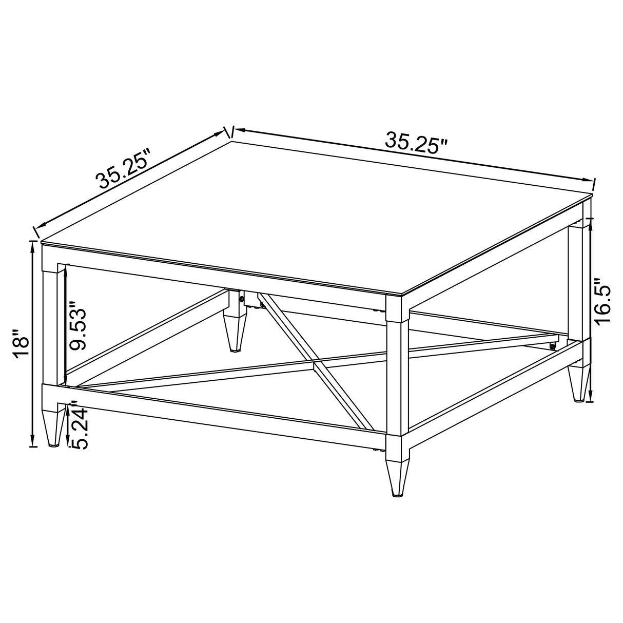 Lindley Square Tempered Mirror Coffee Table Chrome