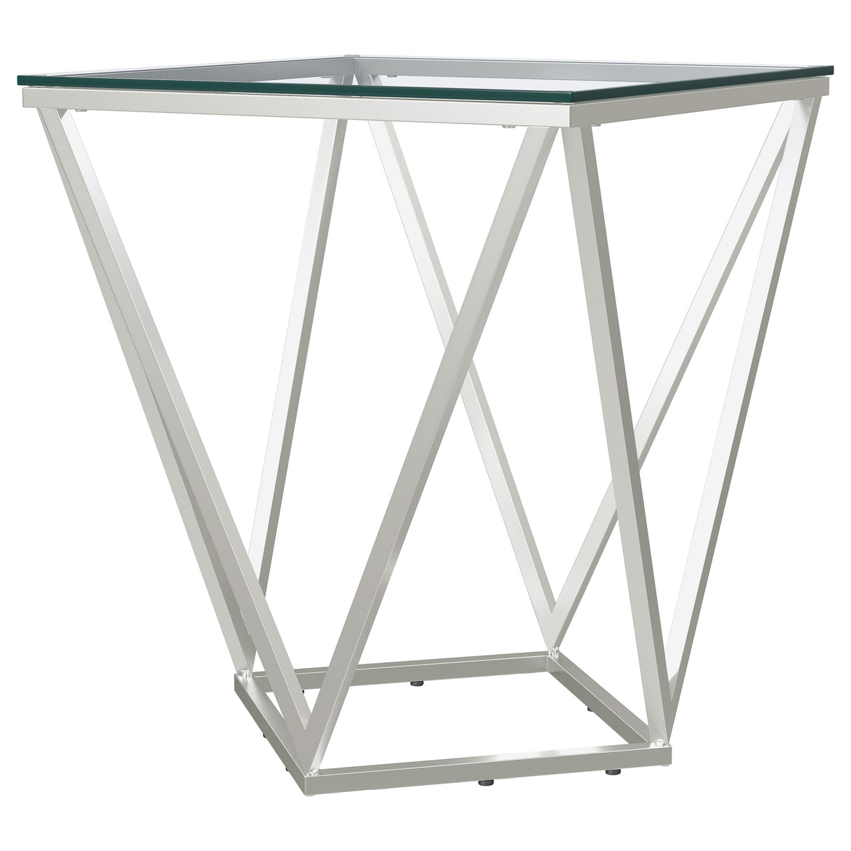 Brittania Square Glass Top Geometric End Table