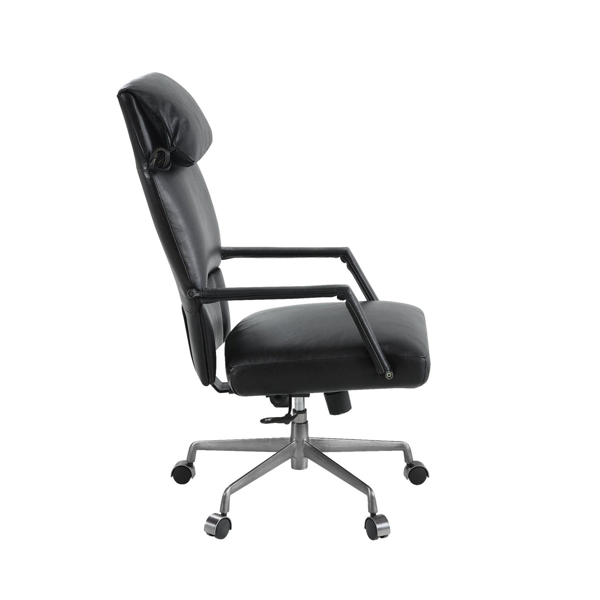 Dart Vintage Black Top Grain Leather & Iron Swivel Office Chair
