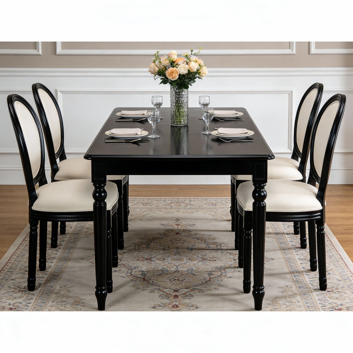 Dining Chairs Upholstered With Sponge Round Back (Set of 2) - Black