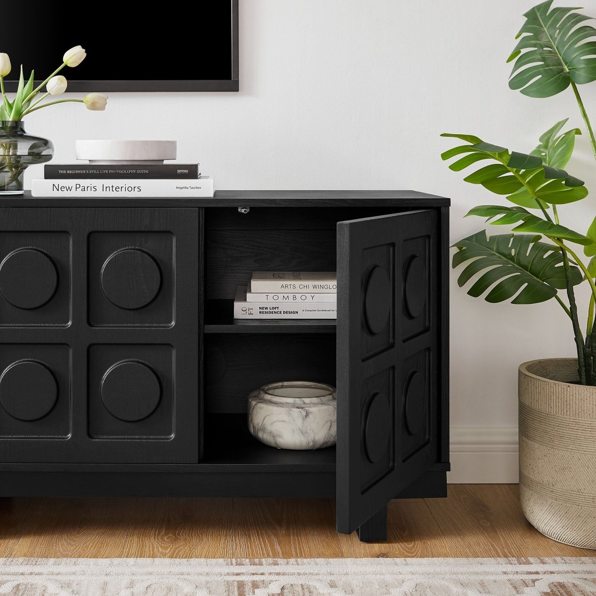 71 Inch Sculptural Grid TV Stand - TV Stands available at Alpine Outlets in Denver