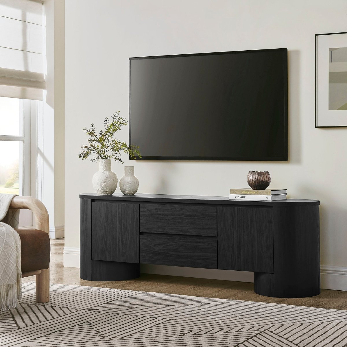 71 Inch Sophisticated Oval TV Cabinet - TV Stands available at Alpine Outlets in Denver