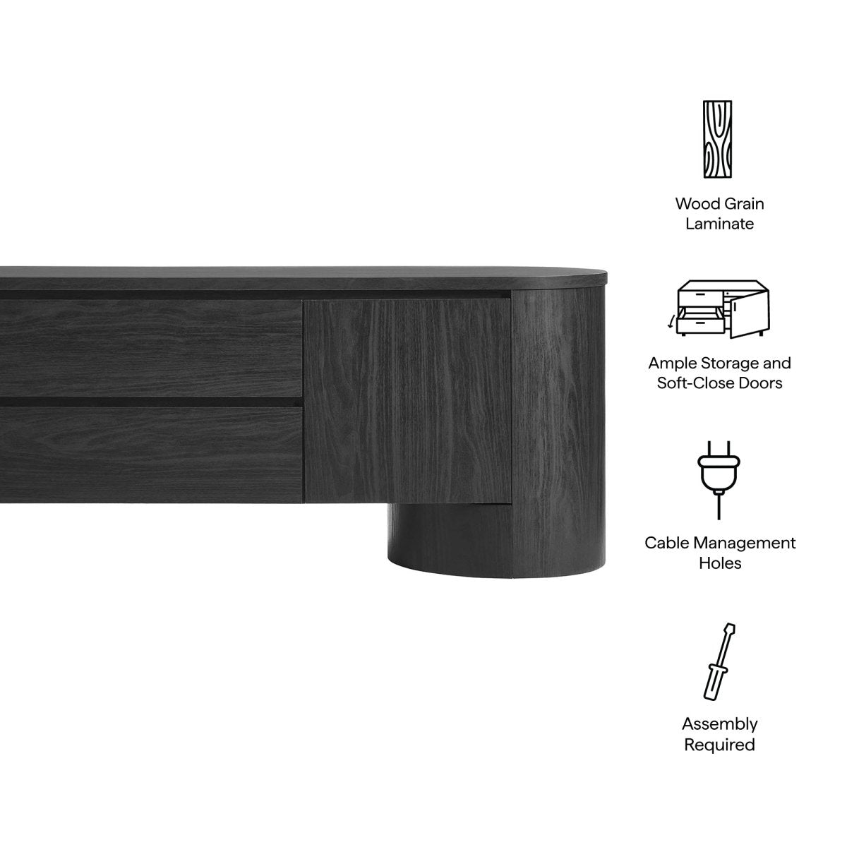 71 Inch Sophisticated Oval TV Cabinet - TV Stands available at Alpine Outlets in Denver