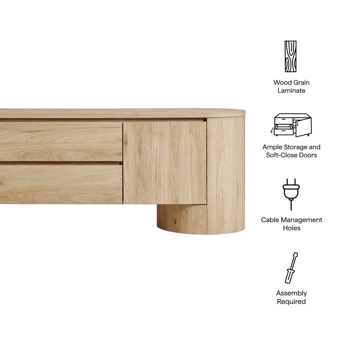 71 Inch Sophisticated Oval TV Cabinet - TV Stands available at Alpine Outlets in Denver