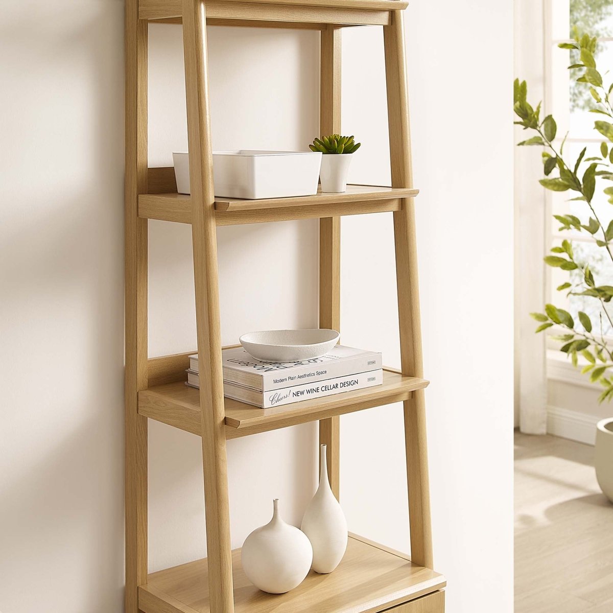 71" Slim Tiered Display Bookshelf with Concealed Storage - Bookcases available at Alpine Outlets in Denver