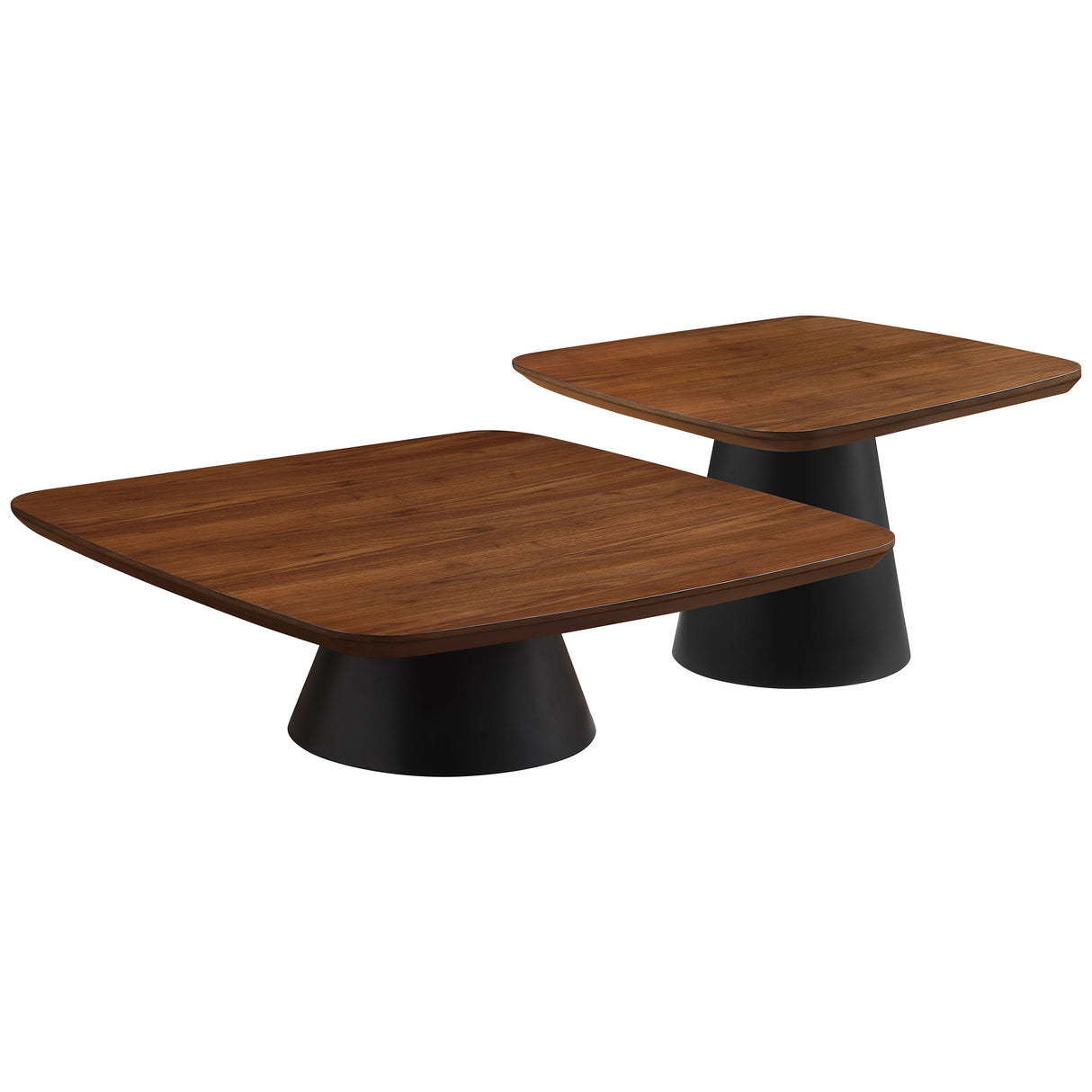 Eason 2-Piece Coffee Table Set Walnut and Black