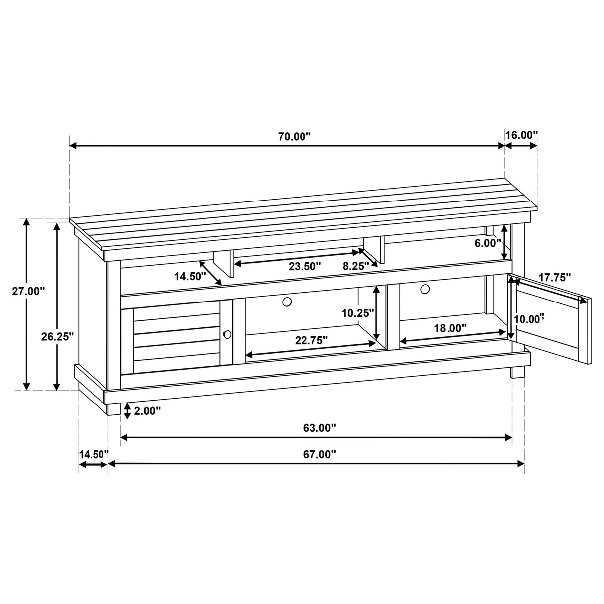 Payne 70-Inch TV Stand Media Console, Distressed Java