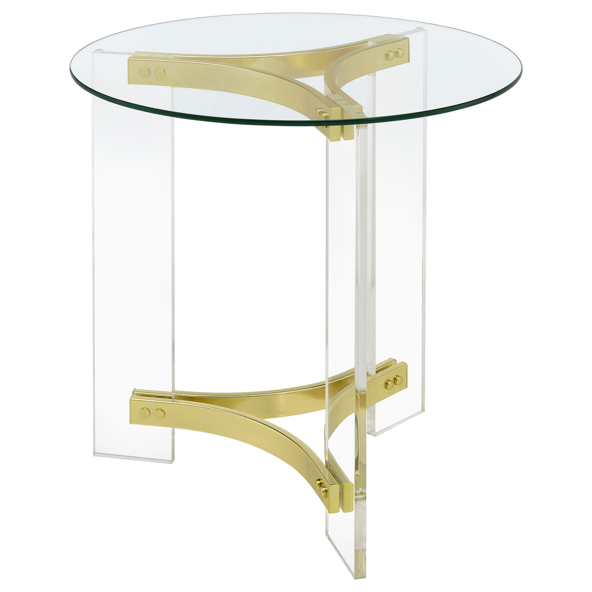 Janessa Round Glass Top Acrylic Leg End Table