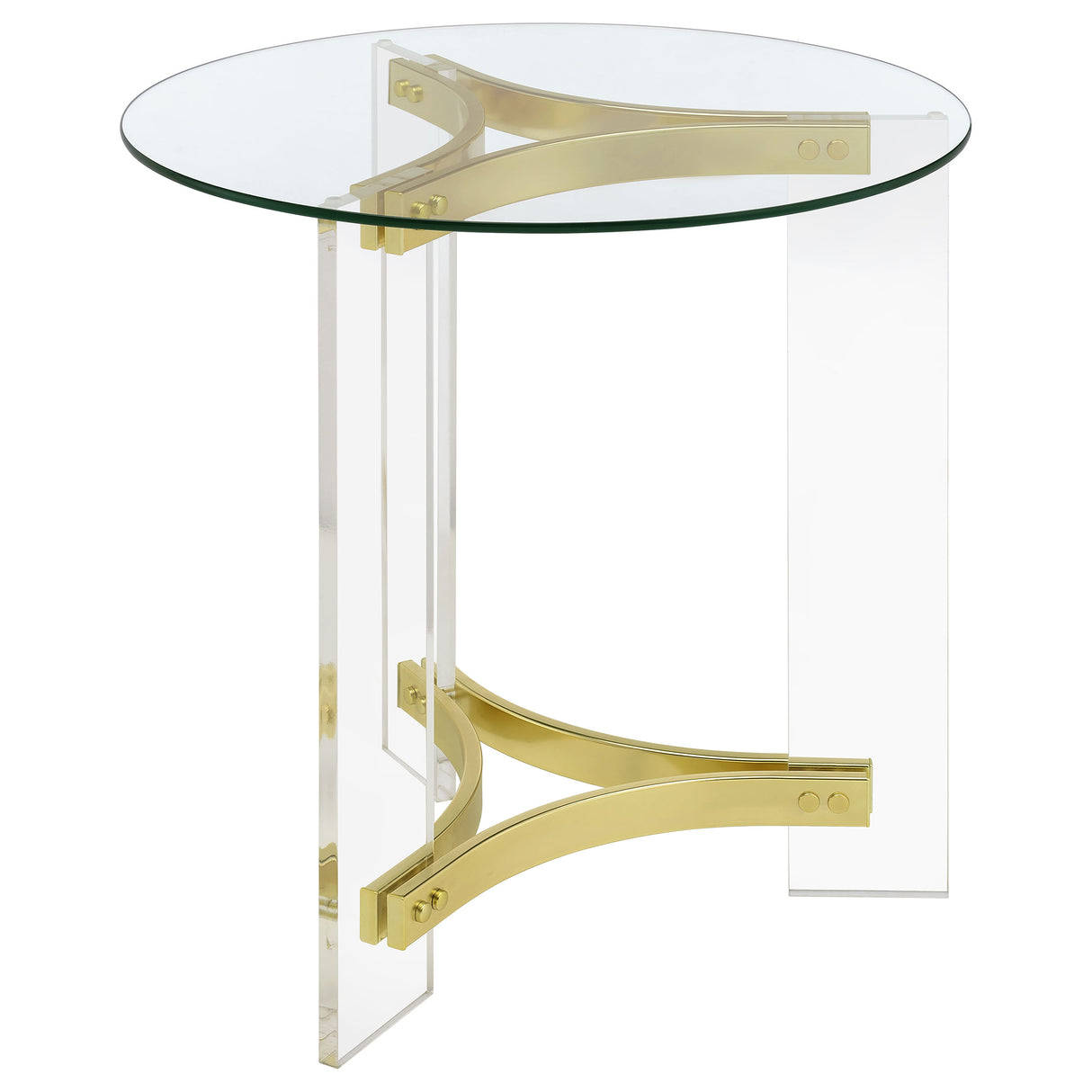 Janessa Round Glass Top Acrylic Leg End Table