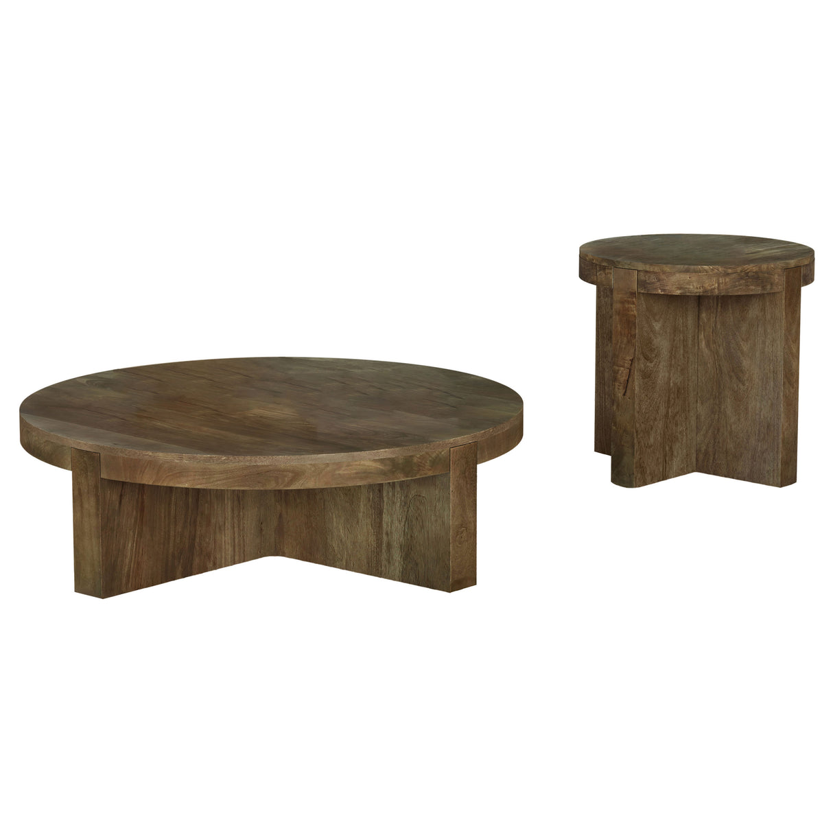 Kinkaid 2-Piece Solid Wood Coffee and End Table Set Brown