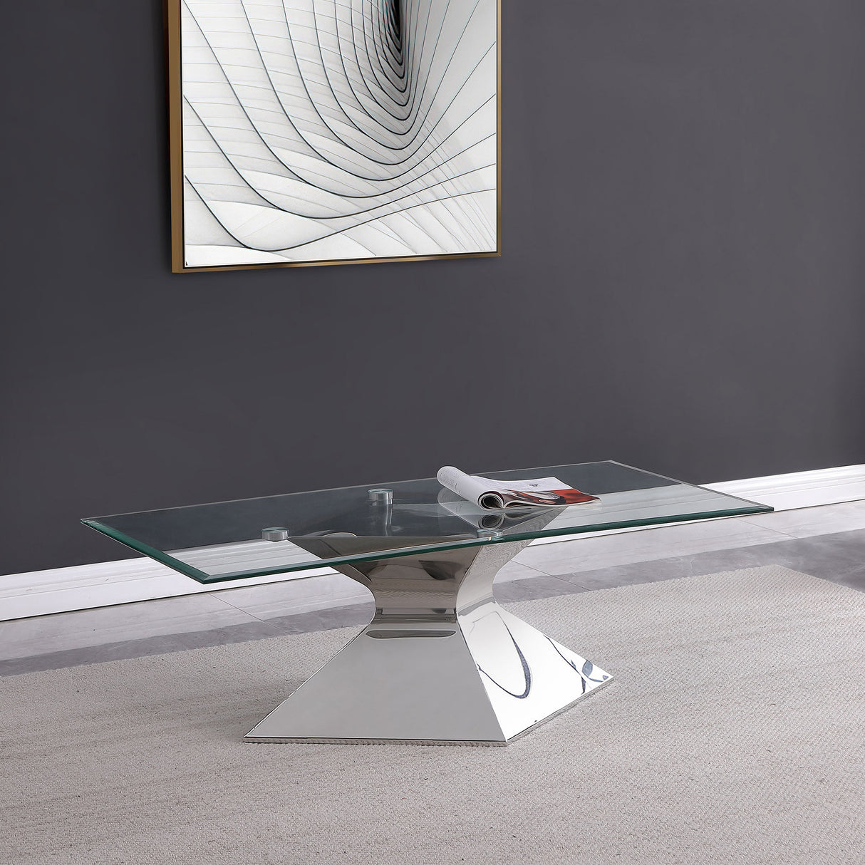 Jenny Glass Top Stainless Steel Coffee Table