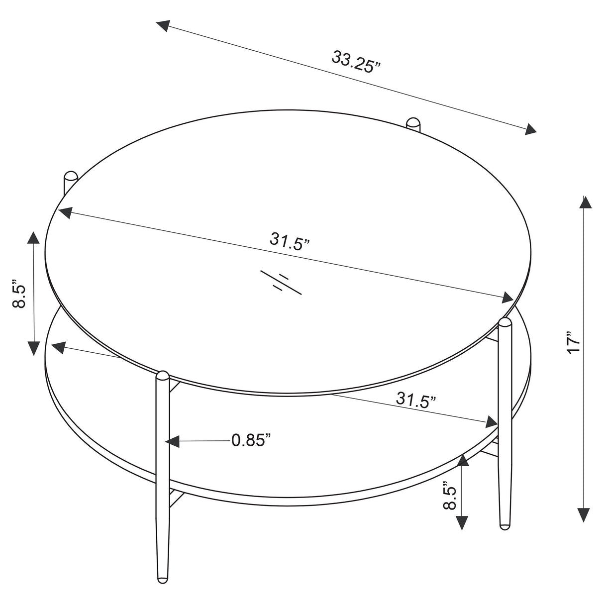 Jonelle 2-Piece Round Coffee and End Table Set, Gold
