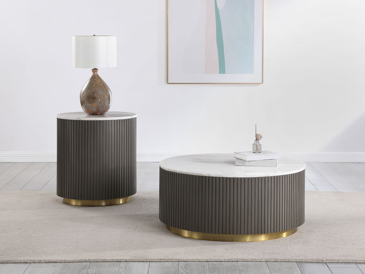 Jason Round White Marble Top Side Table Charcoal