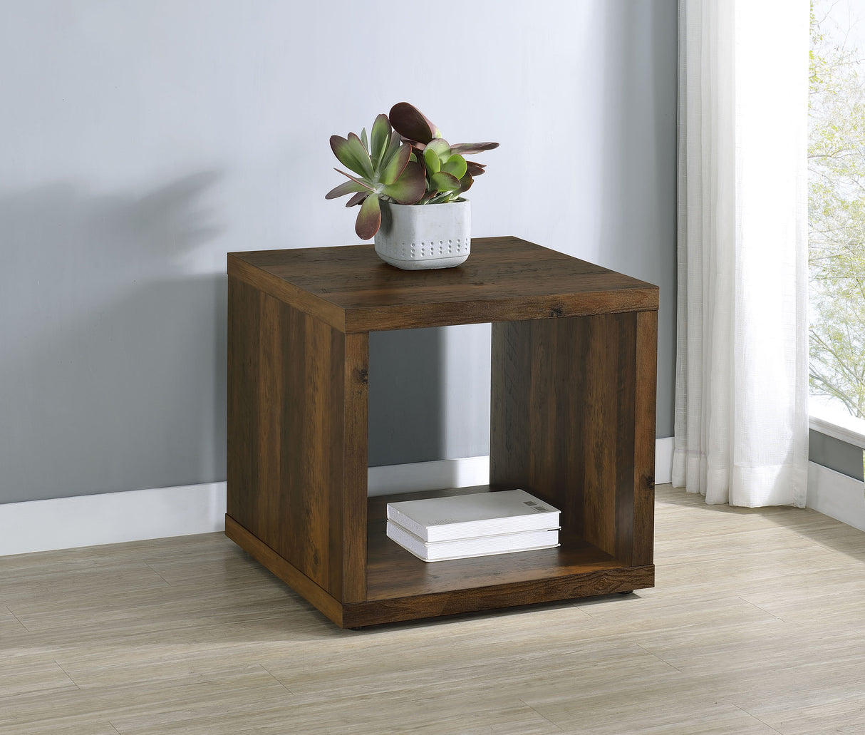 Frisco Square Engineered Wood Side Table Dark Pine